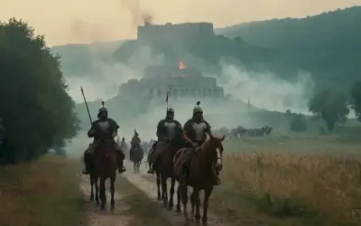 Tribus germánicas del siglo 5 armados con espadas y escudos
